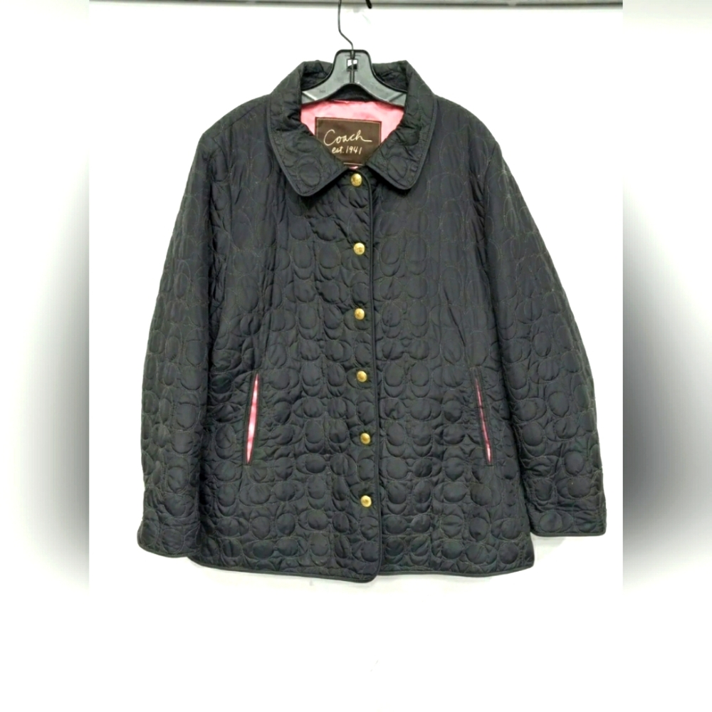 Coach Designer Women's Black Lined Quilted Coat Jacket Size XS
